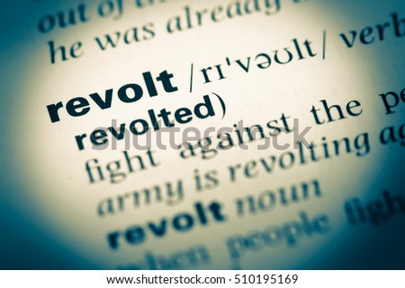 Close Up Of Word In English Dictionary Revolt Definition And