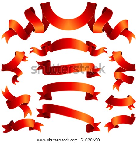 Vector illustration - set of red ribbons