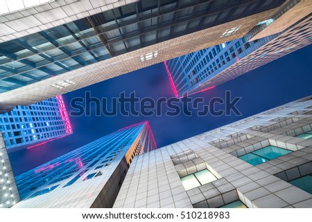 Low Angle View Of Modern Buildings with skyline.