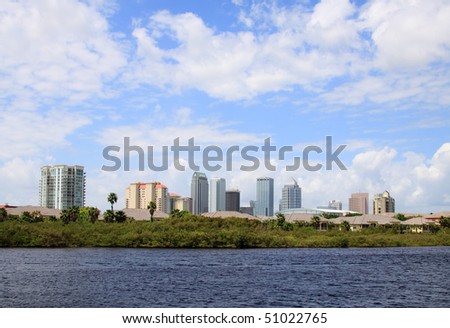 The city skyline of Tampa Florida on a cloudy day
