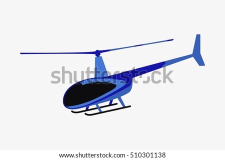 illustration of flat helicopter. Isolated on white