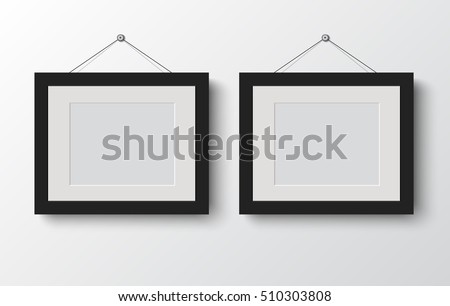 blank photo frame  on the wall. design for modern interior vector illustration