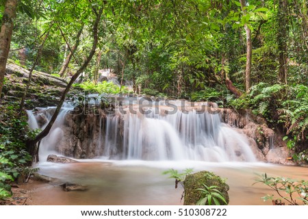 Pu Kaeng waterfall the most beautiful limestone waterfall in Chiangrai Thailand 