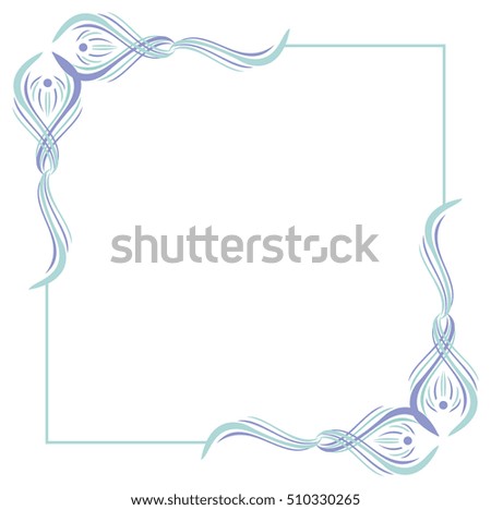 Square frame with empty space for text or photo. Blue vertical frame suitable for different greeting cards, invitations, backgrounds, prints, winter decorations. Raster clip art.