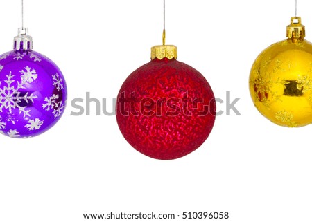 New Year`s or Christmas balls are suspended on the rope