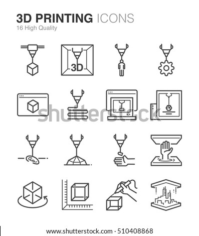3D Printing Icons. Included the icons as printer, object, services, model, bio printing, app and more. Royalty-Free Stock Photo #510408868