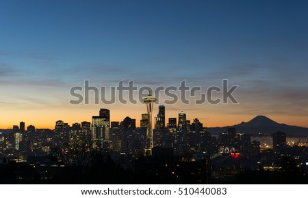 Seattle Skyline at Sunrise - Washington State