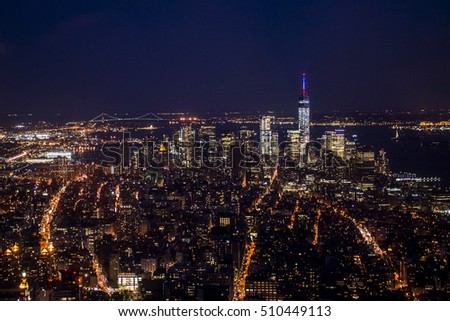 New York City USA Skyline the Big Apple illumination by night