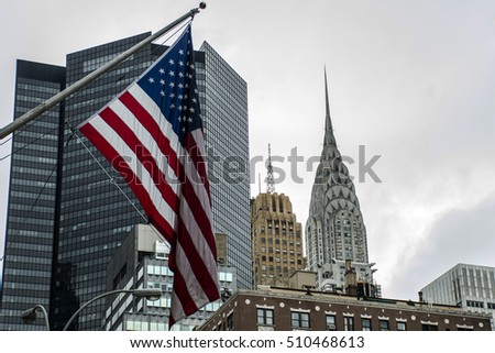 American flag New York City USA Skyline the Big Apple