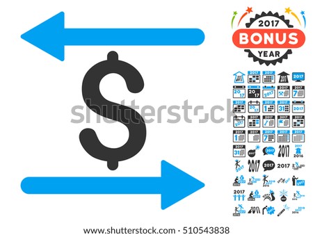 Money Transactions pictograph with bonus 2017 new year images. Vector illustration style is flat iconic symbols,modern colors.