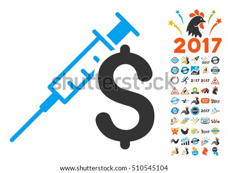Drug Business icon with bonus 2017 new year symbols. Vector illustration style is flat iconic symbols,modern colors.