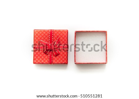 Open red gift box isolate on white background