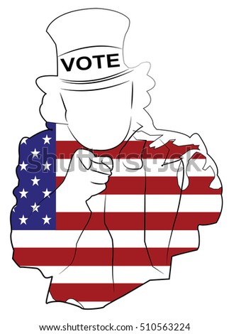 Uncle Sam Patriotic American want you to Vote Presidential Election 2016