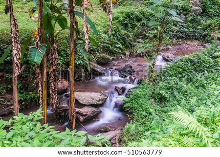 Water Flowing in Champa Thong Waterfall, Thailand.