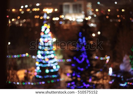Bokeh lights of New Year's Christmas tree