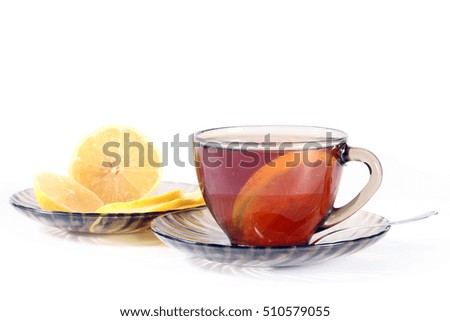 a strong black tea with a slice of lemon
