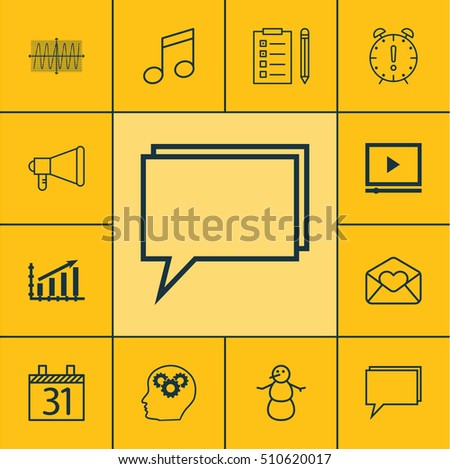 Set Of 12 Universal Editable Icons. Can Be Used For Web, Mobile And App Design. Includes Icons Such As Brain Process, Winter, Crotchets And More.