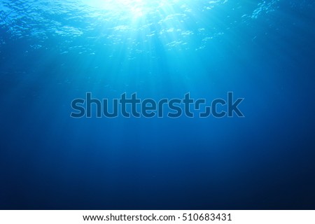 Underwater blue ocean background in sea Royalty-Free Stock Photo #510683431