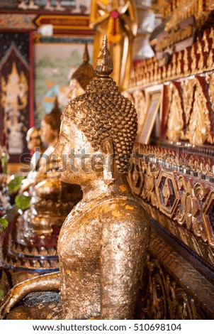 Closeup of a Buddha Statue in temple thailand