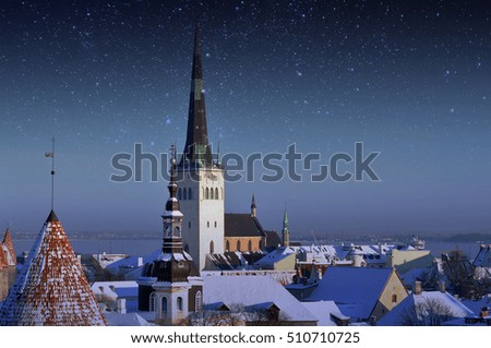 Magic winter night eve Christmas in Tallinn, Estonia