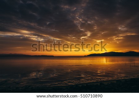 Gloomy tropical sunset,Sunset over Water and Islands,Thailand