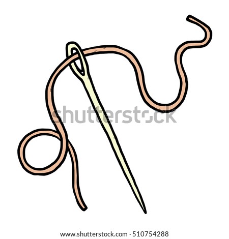needle and thread / cartoon vector and illustration, hand drawn style, isolated on white background.