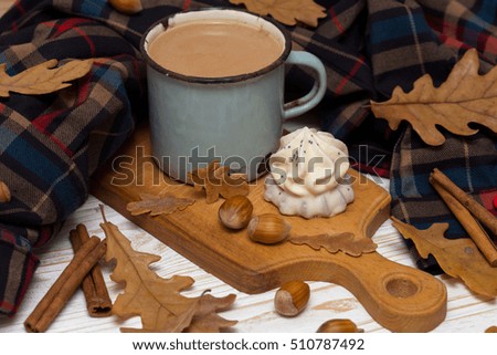 old cup of coffee with cake and  decorations
