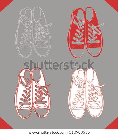 4 pairs red white sneakers