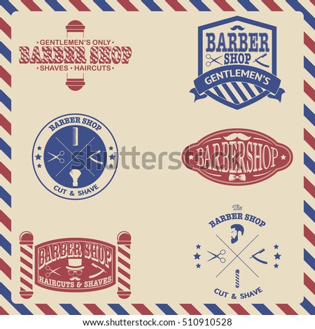 Set of barber shop vintage emblems