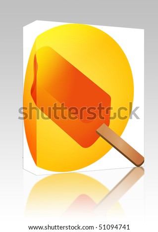 Software package box Ice cream orange posicle on stick illustration