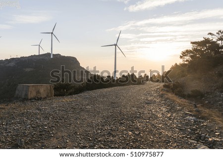 Sunrise mountain windmill