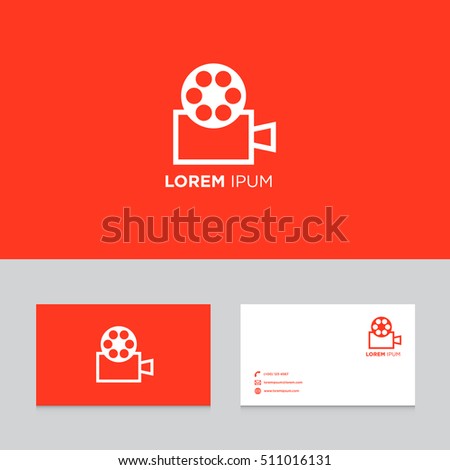 Logo design elements with business card template, film movie slate, abstract modern symbol, vector illustrationion