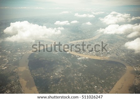 Aerial view landscape of Bangkok city of Thailand