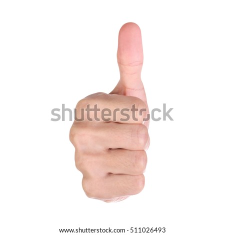 Good job, Man show thump up isolated on white background. Clipping path. Royalty-Free Stock Photo #511026493