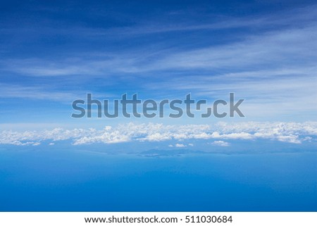 Arial blue sky with cloud view of beautiful sea and island in Thailand