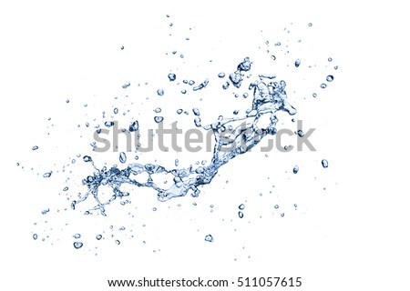 blue water splash isolated on white background Royalty-Free Stock Photo #511057615