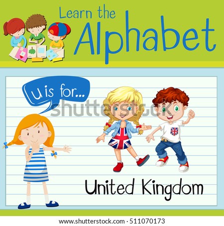 Flashcard letter U is for United Kingdom illustration