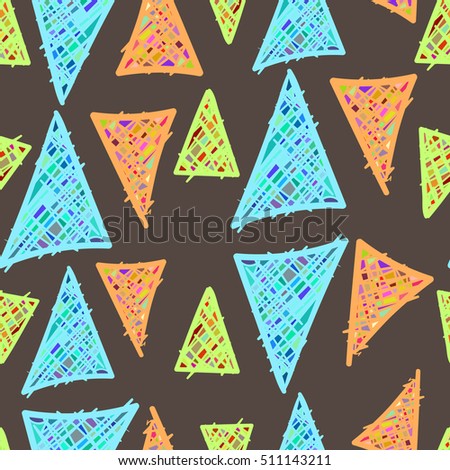 Hand drawn vector seamless pattern, abstract, geometric shapes