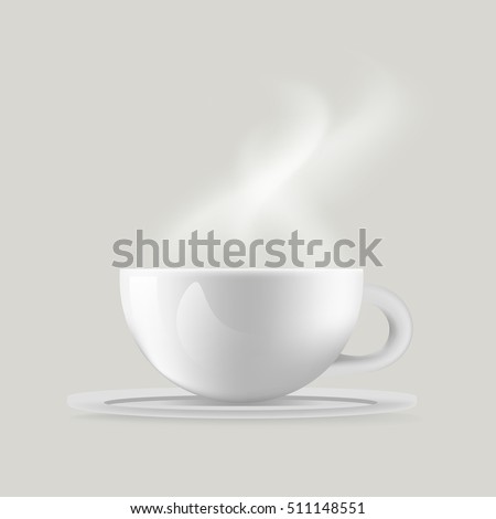 Realistic White Coffee Cup with Steam