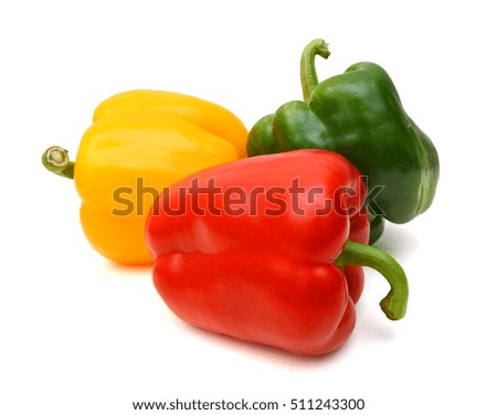 Colored peppers over white background