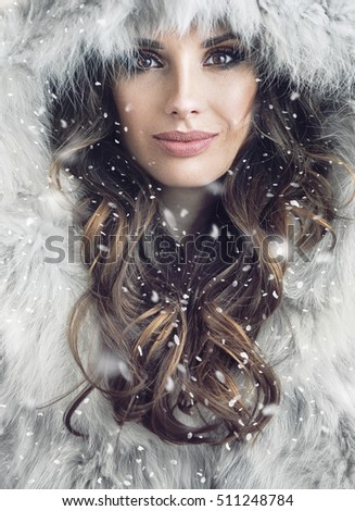 Christmas girl, portrait of a young beautiful woman