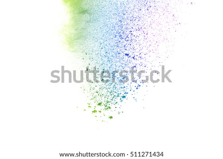 Launched colorful dust, isolated on white background