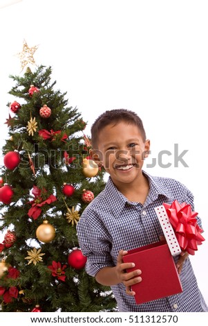 Happy kid at Christmas.