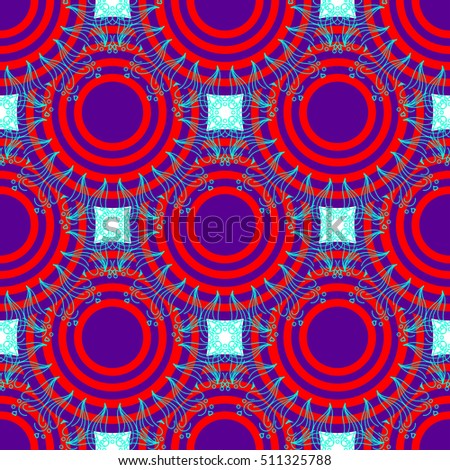 Colorful seamless overlap circles vector pattern with swirls, abstract background for wrapping paper, page fill, book covers etc. 