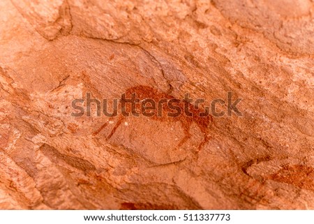 The famous prehistoric rock engravings at Twyfelfontein, tourist attraction and travel destination in Namibia, Africa.
