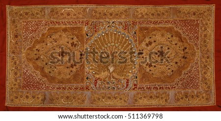 Myanmar fabric art background, antique traditional cloth pattern background