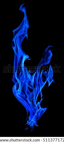 blue flame isolated on black background