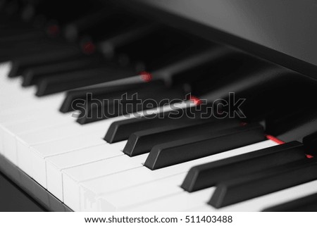 Black piano close-up, background