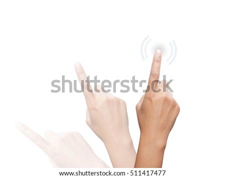 Hand pressing a button . Business, technology, internet concept. Stock Photo