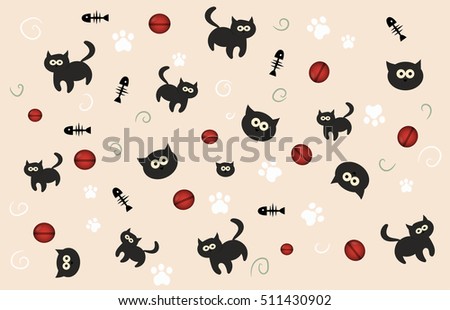 Doodle colorful funny black cats.